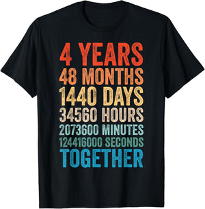 4 Year Anniversary Him Her Couple 4th Wedding T-Shirt - T-Shirt | Black