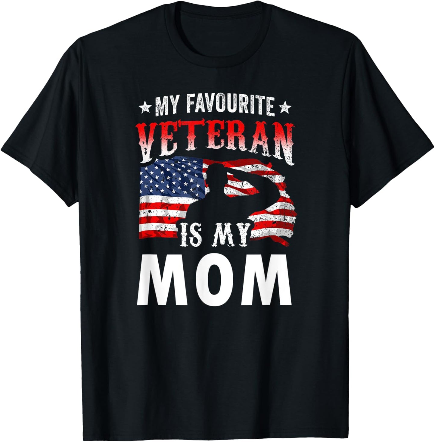 My Favorite Veteran Is My Mom Family Veteran's Day Veterans T-Shirt - T-Shirt | Black
