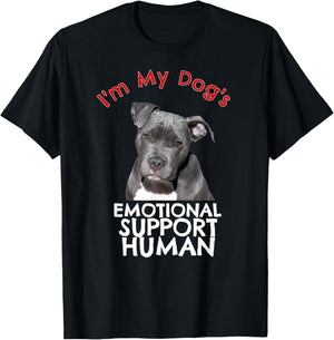 Pit Bull Dog Emotional Support Human Funny Shirt T-Shirt - T-Shirt | Black