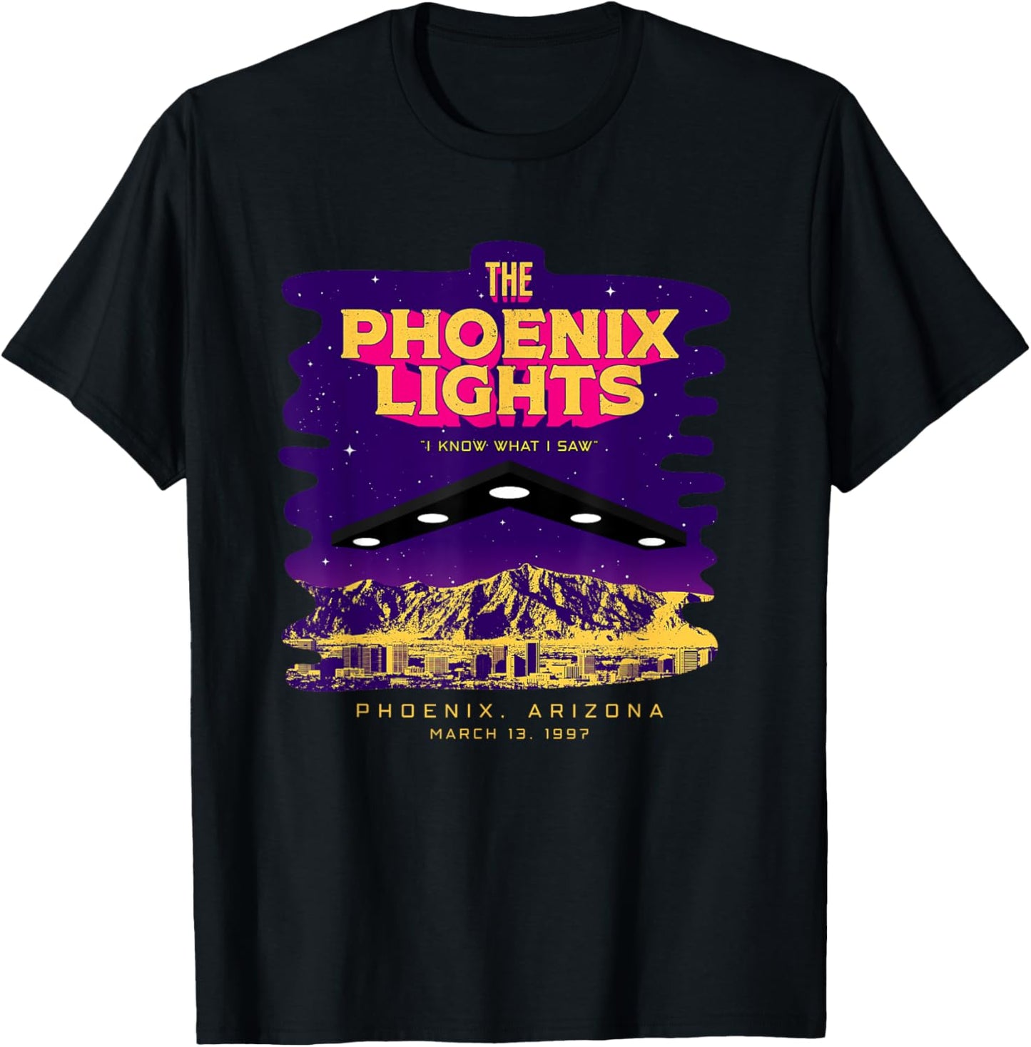 The Phoenix Lights Alien Believer Spaceship UFO Men & Women T-Shirt - T-Shirt | Black