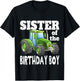 Sister of Birthday Boy Kids Farm Tractor Party Shirt Idea T-Shirt - T-Shirt | Black