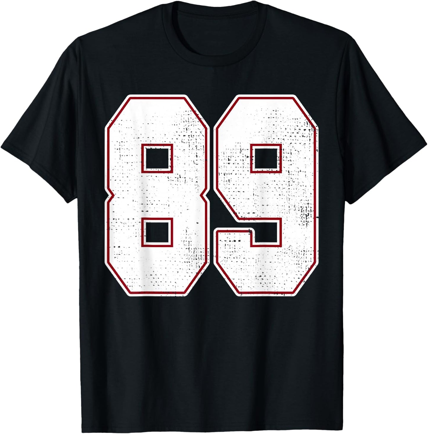 #89 Outline Number 89 Fan Varsity Sports Team Blue Jersey T-Shirt - T-Shirt | Black