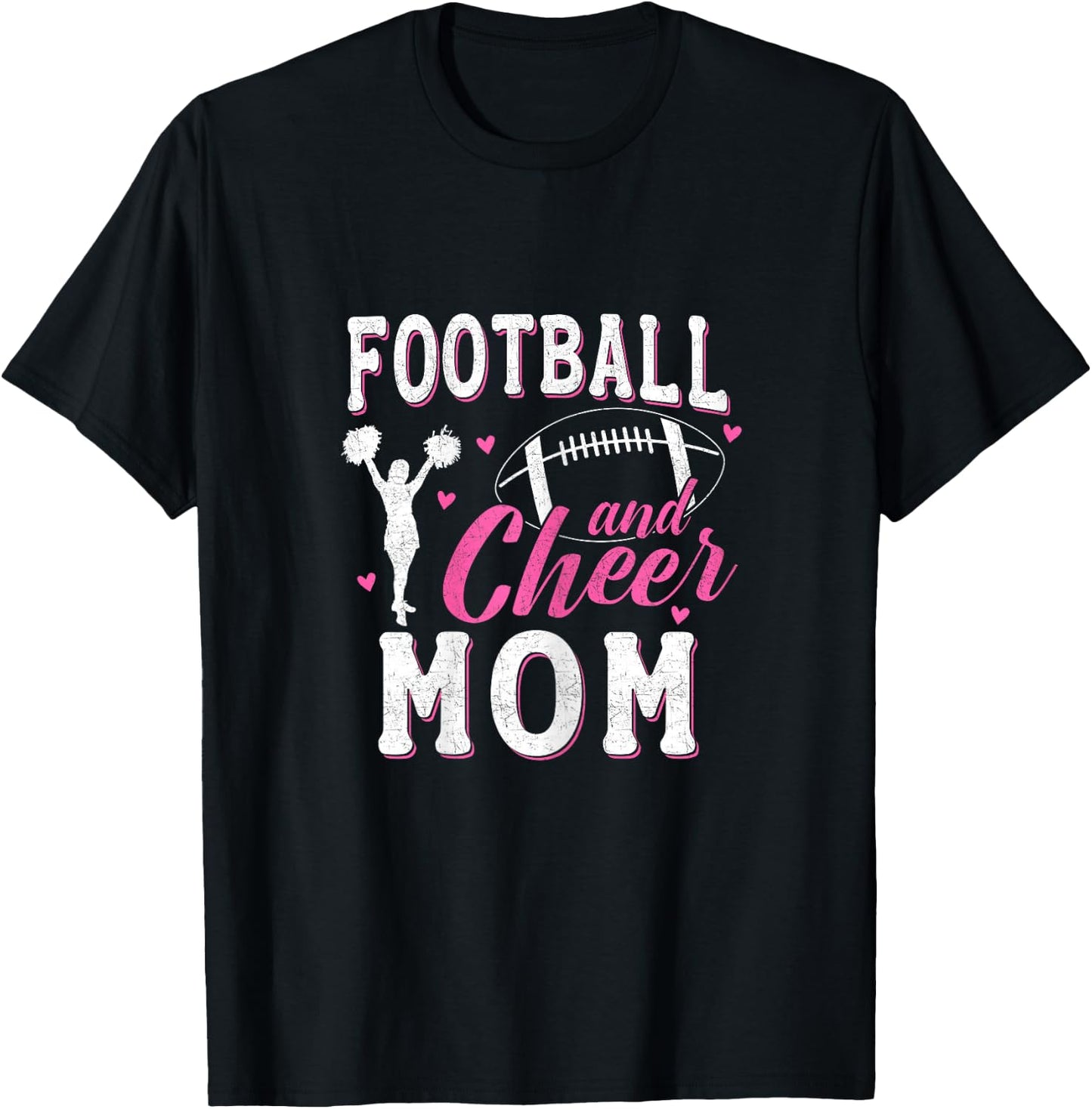Funny Cheerleading Mom Football and Cheer Mom T-Shirt - T-Shirt | Black