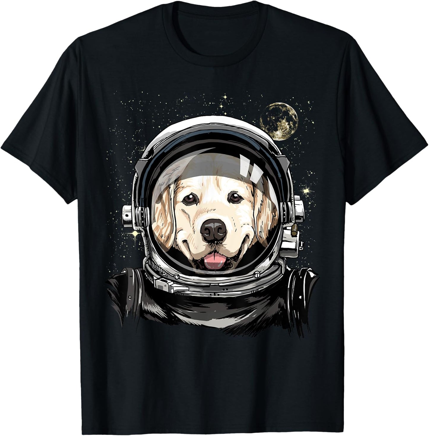 Golden Retriever Astronaut Shirt Dog in Galaxy Space Lover Men Women Girls Kids T-Shirt - T-Shirt | Black
