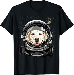 Golden Retriever Astronaut Shirt Dog in Galaxy Space Lover Men Women Girls Kids T-Shirt - T-Shirt | Black