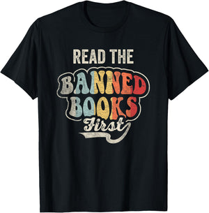 NICE 'N COOL Retro Vintage Read Banned Books First Teacher Librarian T-Shirt - T-Shirt | Black
