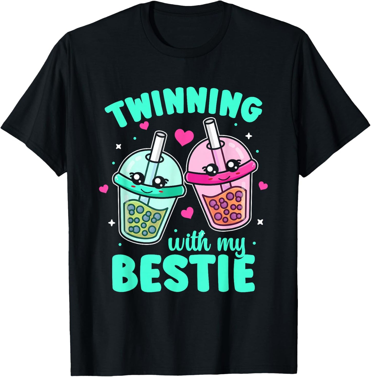 Twinning with My Bestie Twins Day Friends Matching T-Shirt - T-Shirt | Black