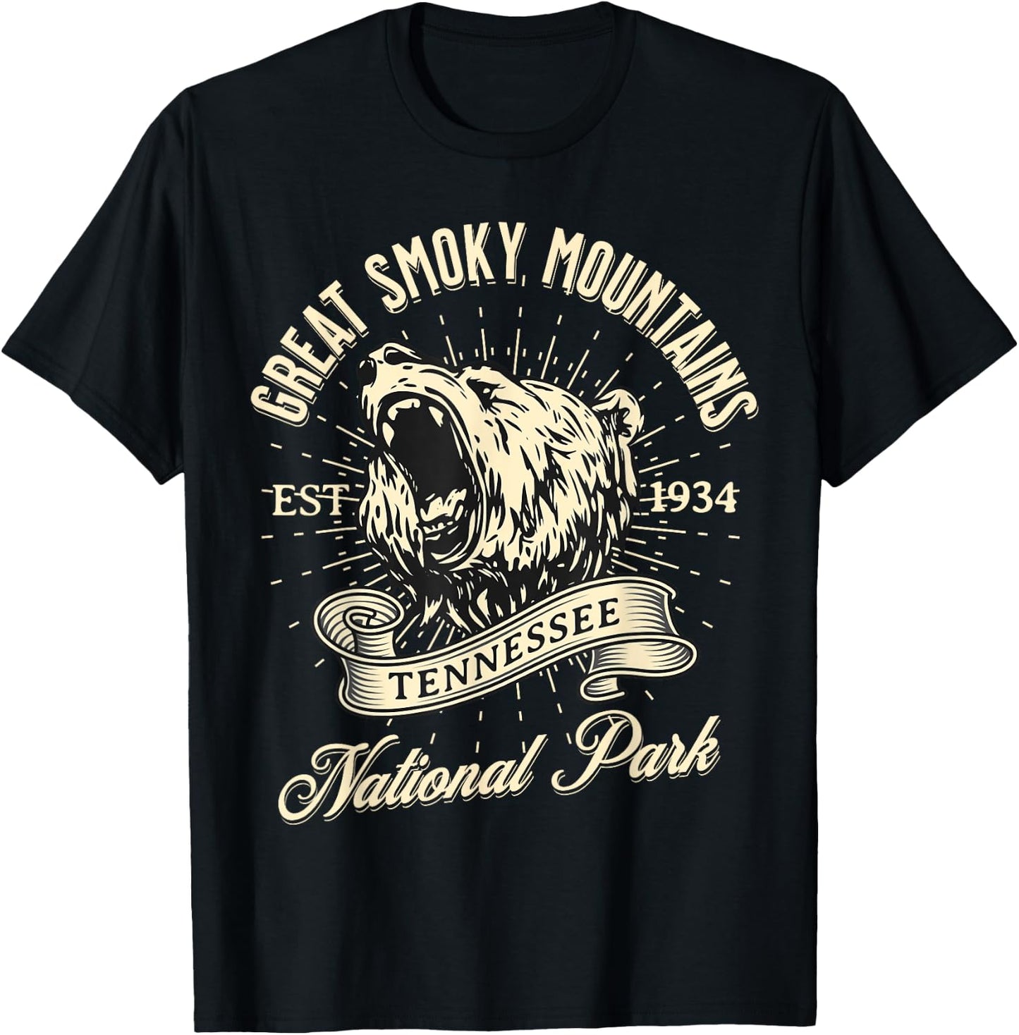 Great Smoky Mountains National Park Tennessee Bear Hike T-Shirt - T-Shirt | Black