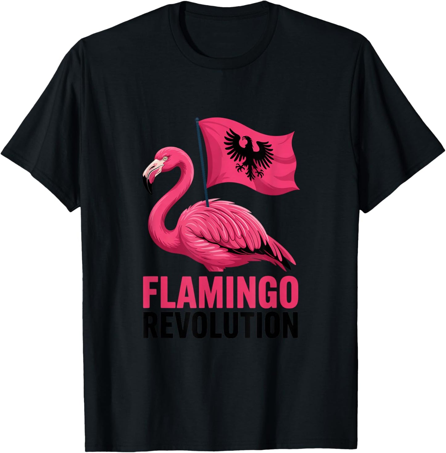 Albania Flag Pink Flamingo Albania is not for Sale T-Shirt - T-Shirt | Black
