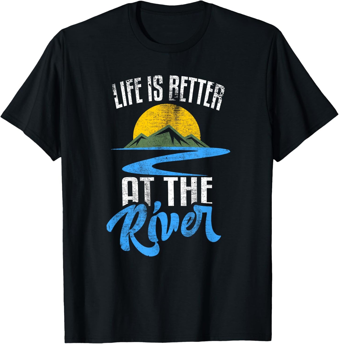 Life is Better at The River Nature Lover Camping Gift Small T-Shirt - T-Shirt | Black