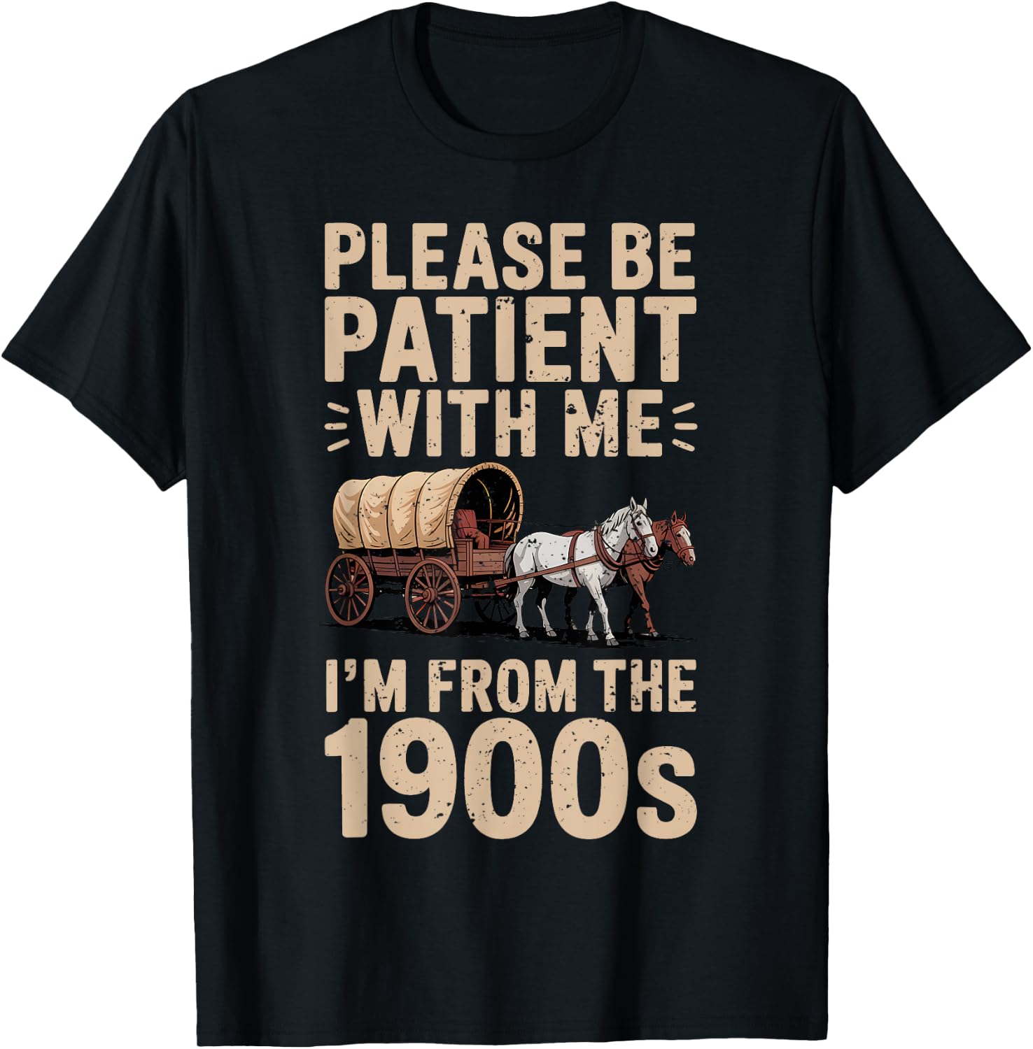 Please Be Patient with Me I'm from The 1900s Funny Vintage T-Shirt - T-Shirt | Black