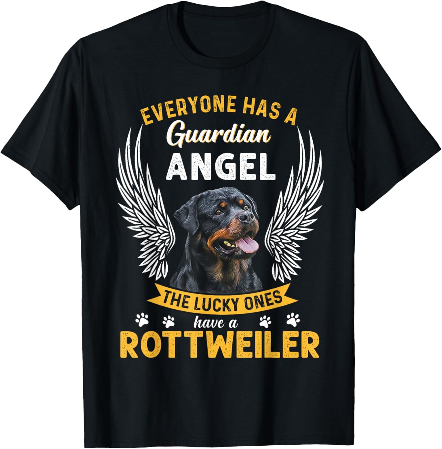 My Rottweiler is A Guardian Angel Gift Who Loves Pets T-Shirt - T-Shirt | Black
