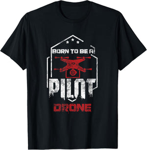 Quadcopter RC Aerial Film Born as a Pilot Drone T-Shirt - T-Shirt | Black