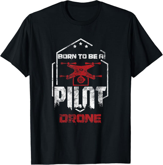Quadcopter RC Aerial Film Born as a Pilot Drone T-Shirt - T-Shirt | Black