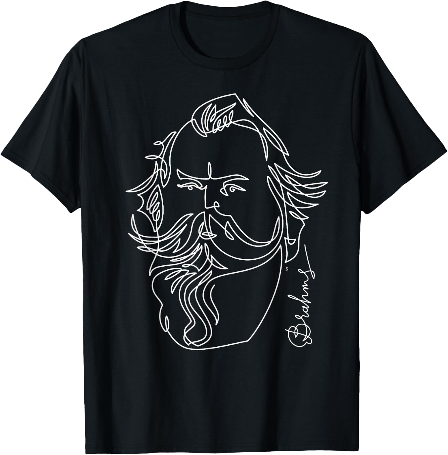 Brahms - Great Composers Classical Portrait Gift T-Shirt - T-Shirt | Black