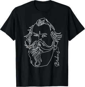 Brahms - Great Composers Classical Portrait Gift T-Shirt - T-Shirt | Black