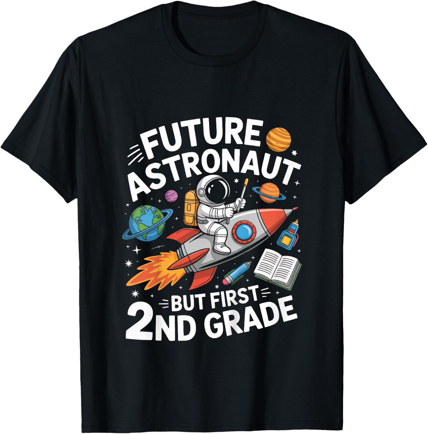 Kids Future Astronaut 2nd Grade Student Back To School Boys Kids T-Shirt - T-Shirt | Black