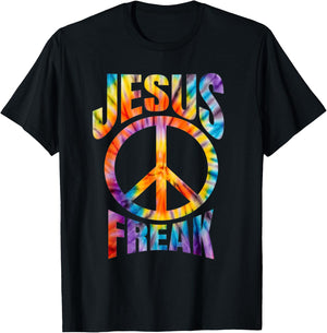 Jesus Freak - Christian Retro Tie Dye Lettering T-Shirt - T-Shirt | Black