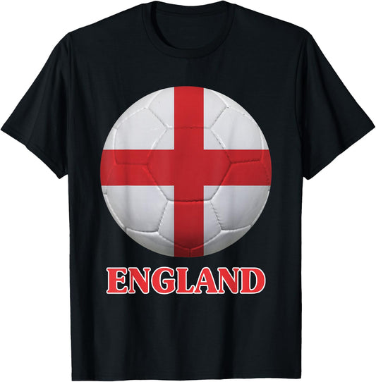 England Flag UK Soccer British Football Patriotic T-Shirt - T-Shirt | Black