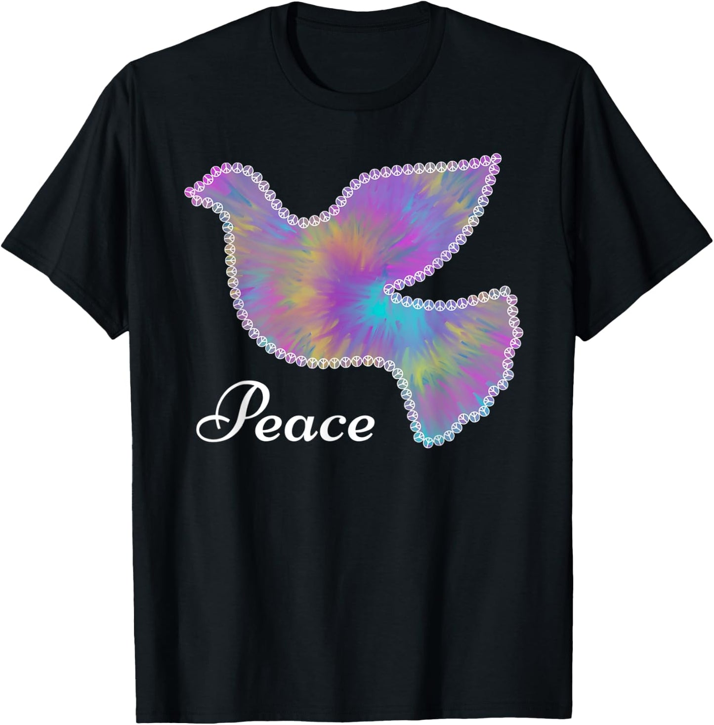 Peace Dove Tie Dye Dove of Peace T-Shirt - T-Shirt | Black