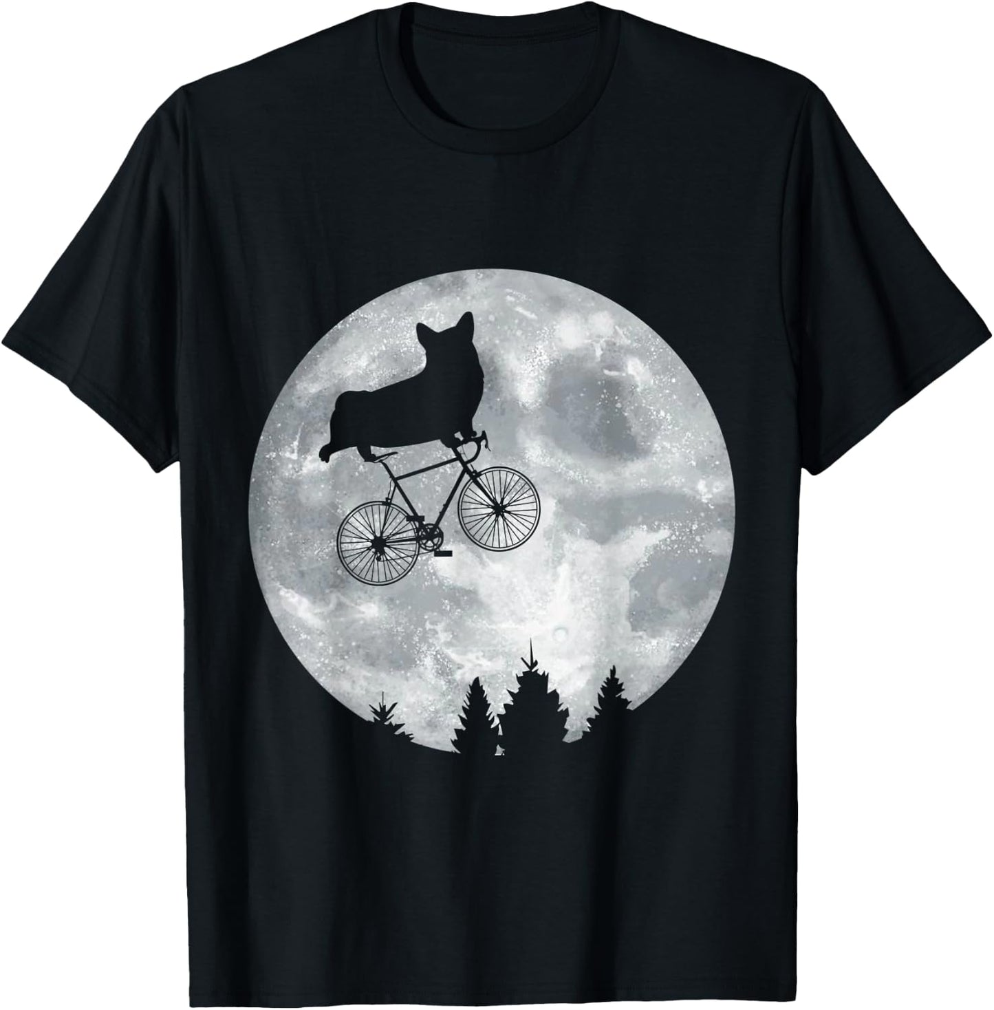 CORGI Riding Moon Bike Halloween Lunar Cycling PWC T-Shirt - T-Shirt | Black