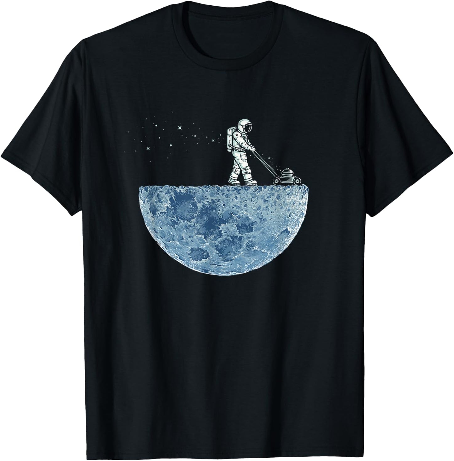 Astronaut Mowing the Moon, "Mown" T-Shirt - T-Shirt | Black