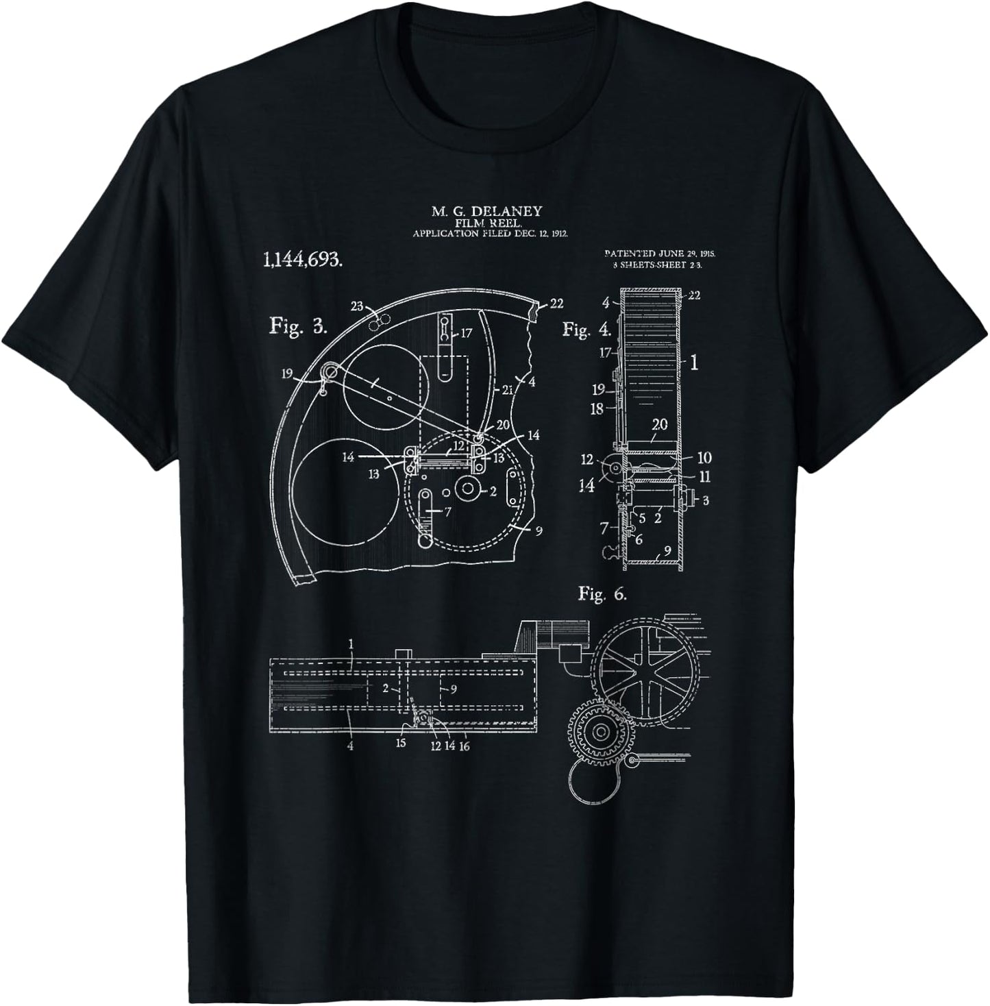 Film Reel Patent Retro Vintage Camera Filmmaker Filmmaking T-Shirt - T-Shirt | Black