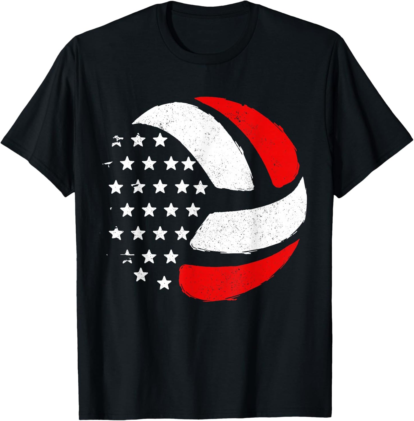 American Flag Patriotic 4th of July Volleyball Player Women Men T-Shirt - T-Shirt | Black