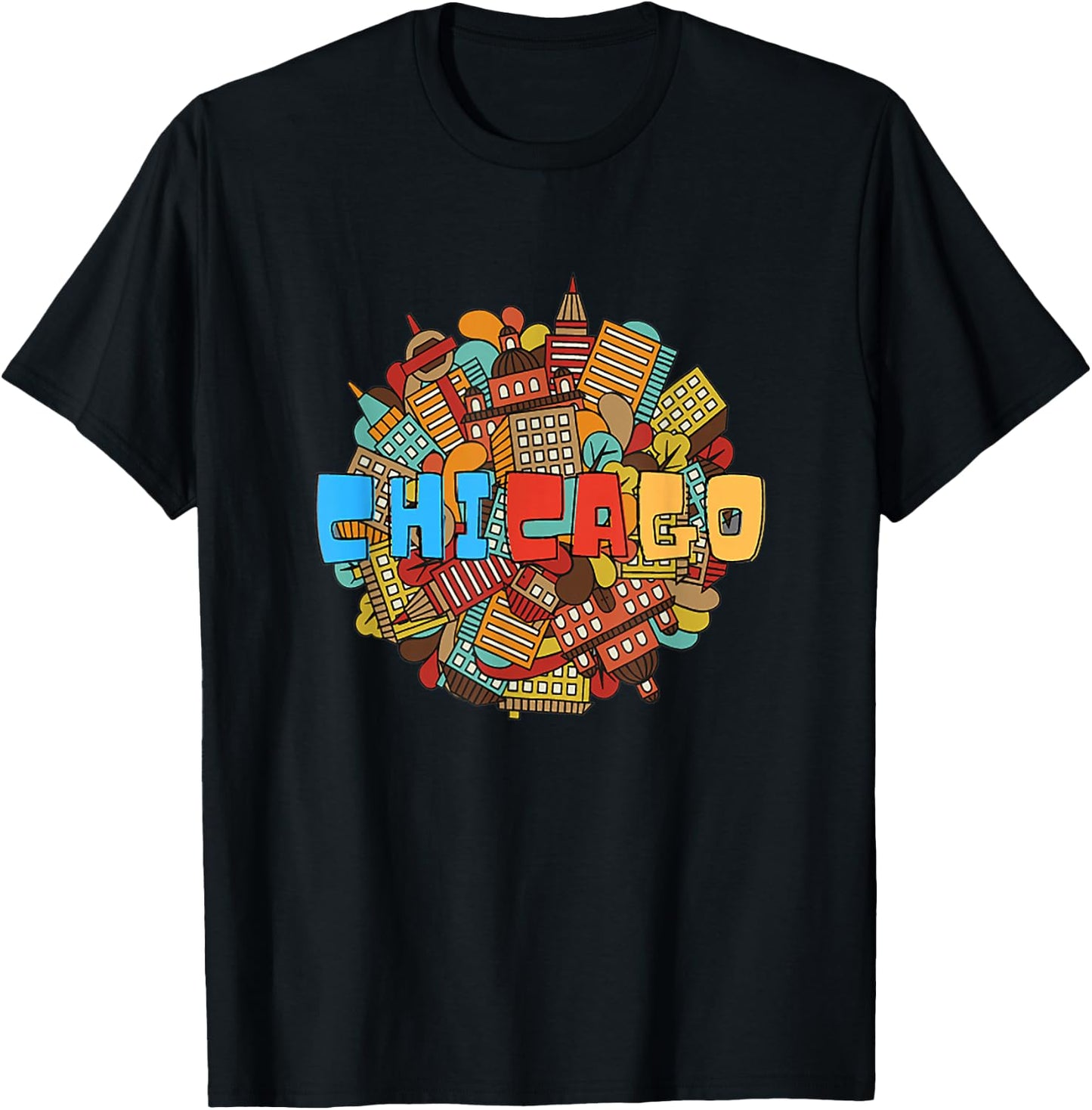 Chicago City State Illinois Downtown Urban Souvenirs T-Shirt - T-Shirt | Black