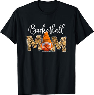 Basketball Mom Life Gnome Game Day Leopard Mother's Day T-Shirt - T-Shirt | Black