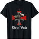 Christian Knight Templar Crusader Sword Armor Deus & Vult T-Shirt - T-Shirt | Black