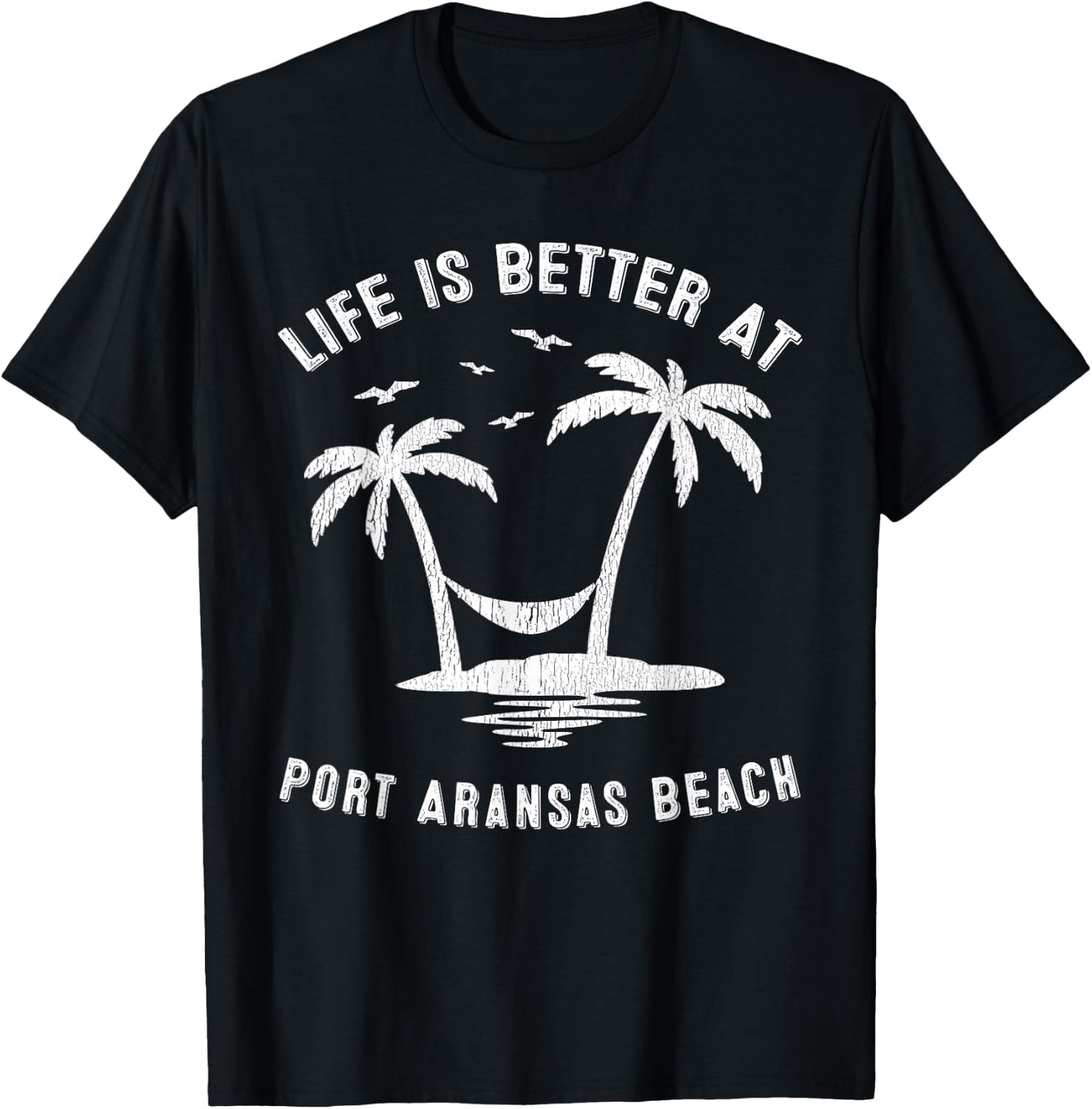 Port Aransas Family Vacation Vintage Texas Beach T-Shirt - T-Shirt | Black
