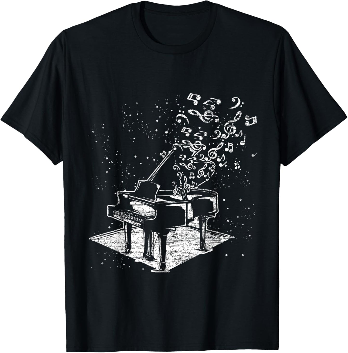 Music Melody Wings Gift Piano T-Shirt - T-Shirt | Black