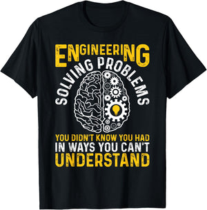 Funny Engineer Engineering Gear Brain Technician Engineer T-Shirt - T-Shirt | Black