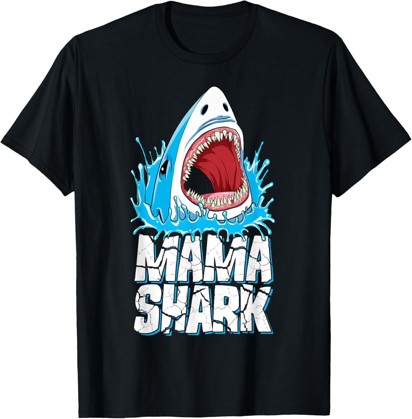 Mama Shark T Shirt Family Matching Moms Women Jawsome Gift T-Shirt - T-Shirt | Black