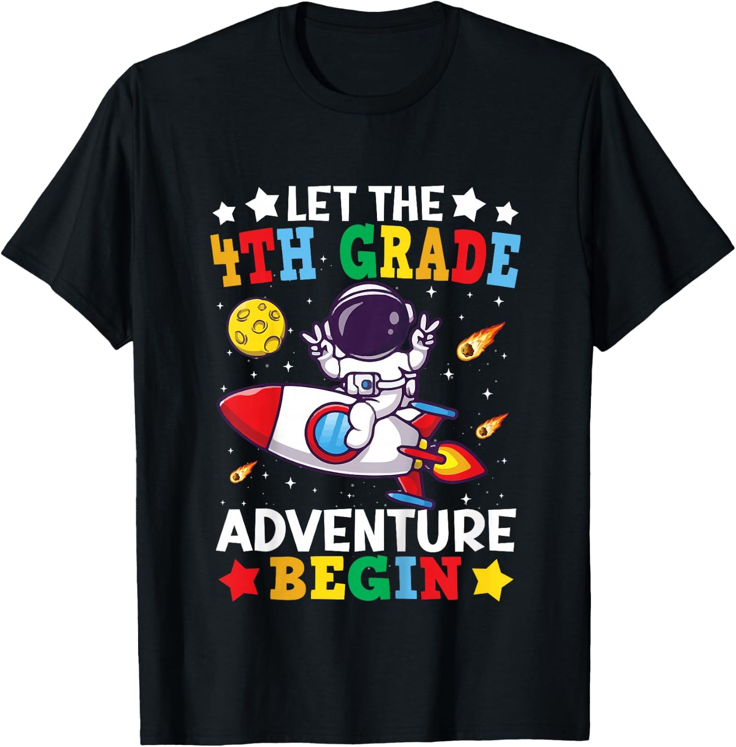 4th Grade Student Astronaut For Boys Fourth Grade Space T-Shirt - T-Shirt | Black