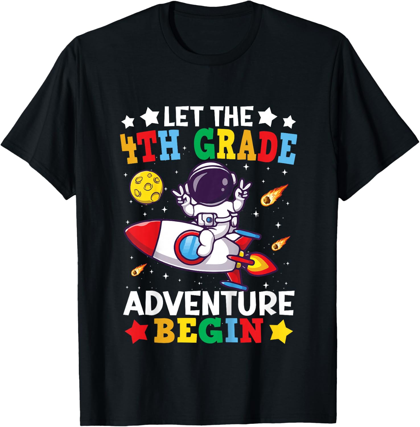 4th Grade Student Astronaut For Boys Fourth Grade Space T-Shirt - T-Shirt | Black
