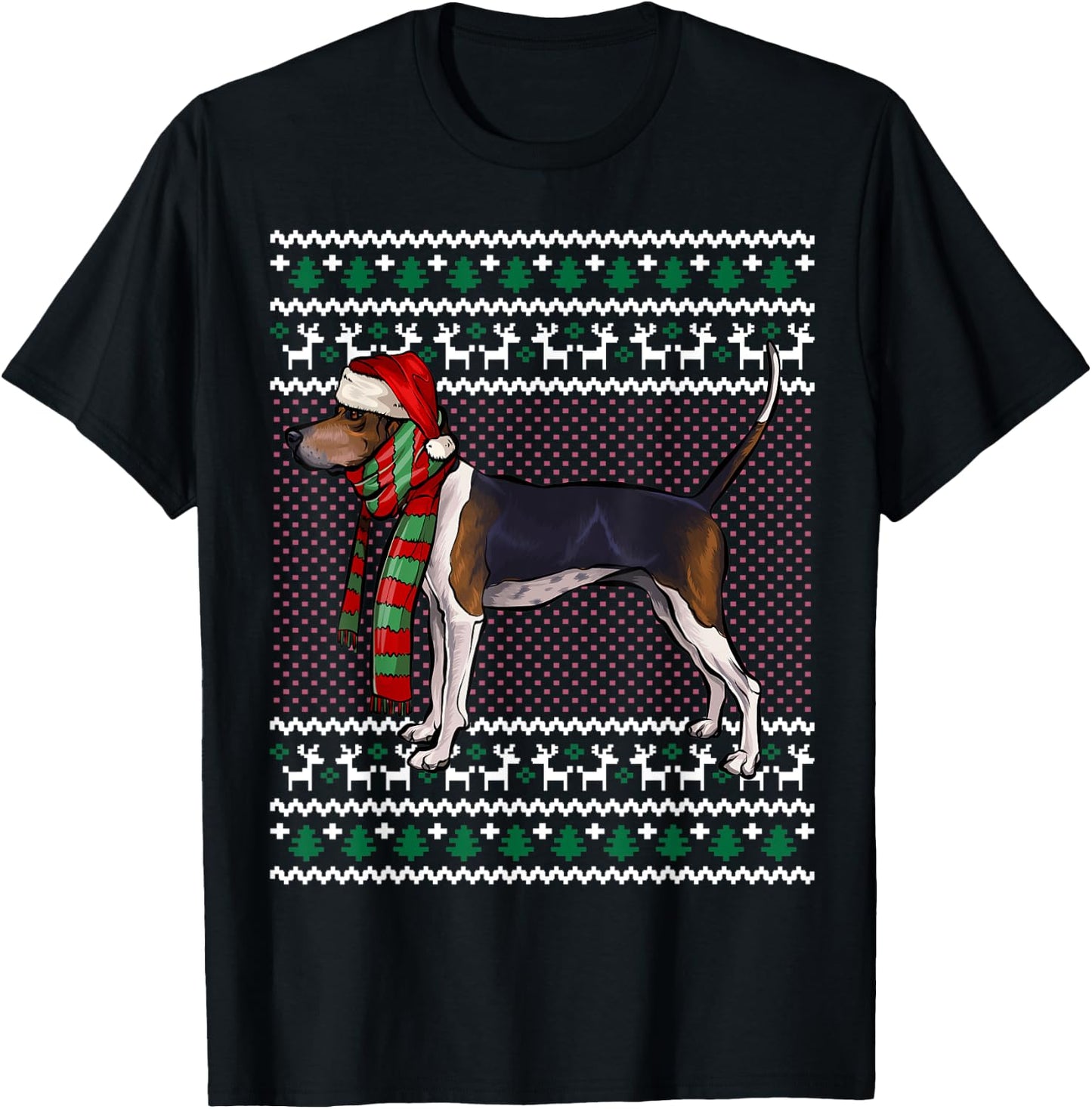 Xmas Treeing Walker Coonhound Dog Santa Hat Ugly Christmas Men Women Kids T-Shirt - T-Shirt | Black