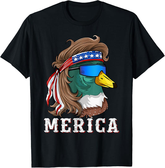 Patriotic Mallard Duck Hunting American Waterfowl Hunter T-Shirt - T-Shirt | Black
