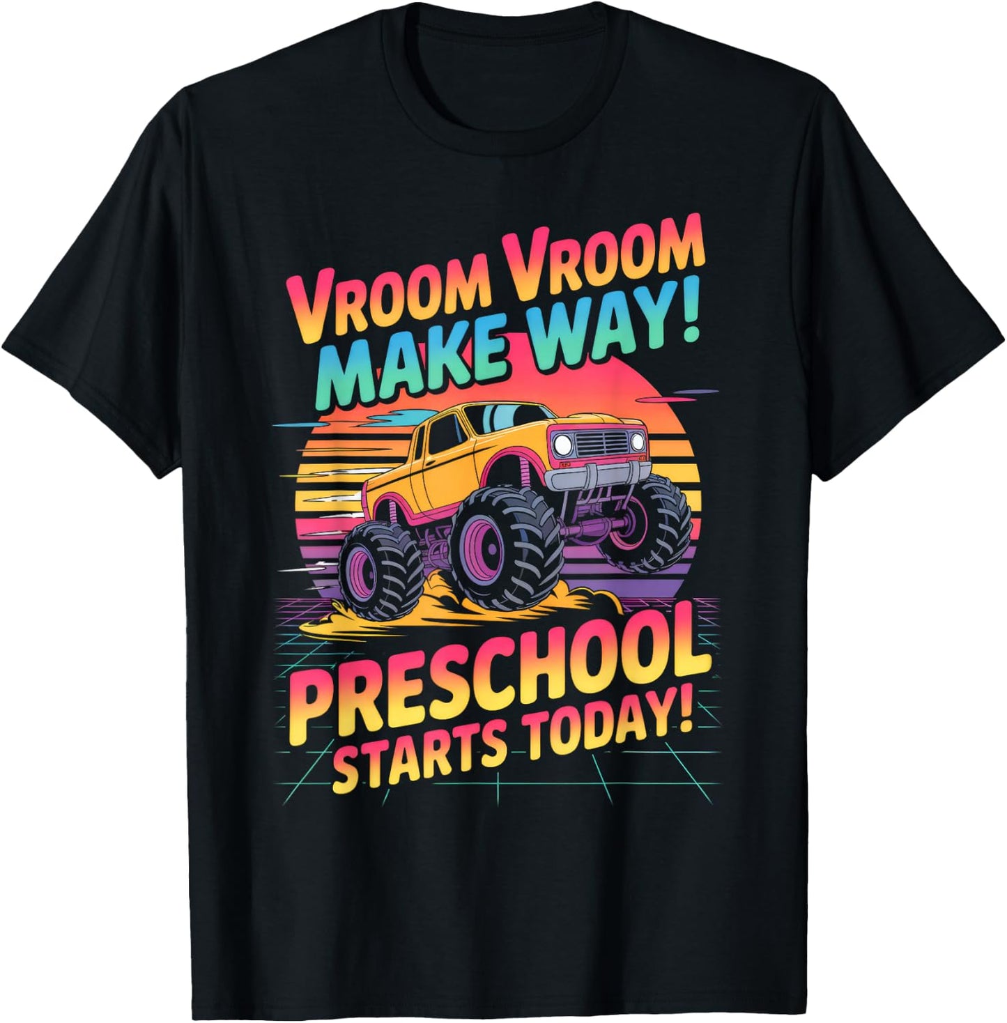 Back to School Preschool Pre-K Monster Truck First Day Boys T-Shirt - T-Shirt | Black