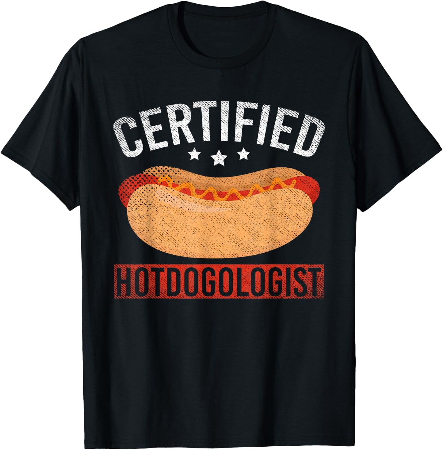 Funny Foodie Certified Hotdogologist Hotdog Lover Hot Dog T-Shirt - T-Shirt | Black
