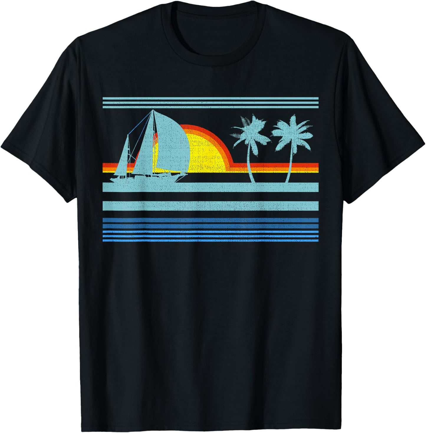 Retro Palm Tree Shirt - Tropical Beach Vintage Style 70s 80s T-Shirt - T-Shirt | Black