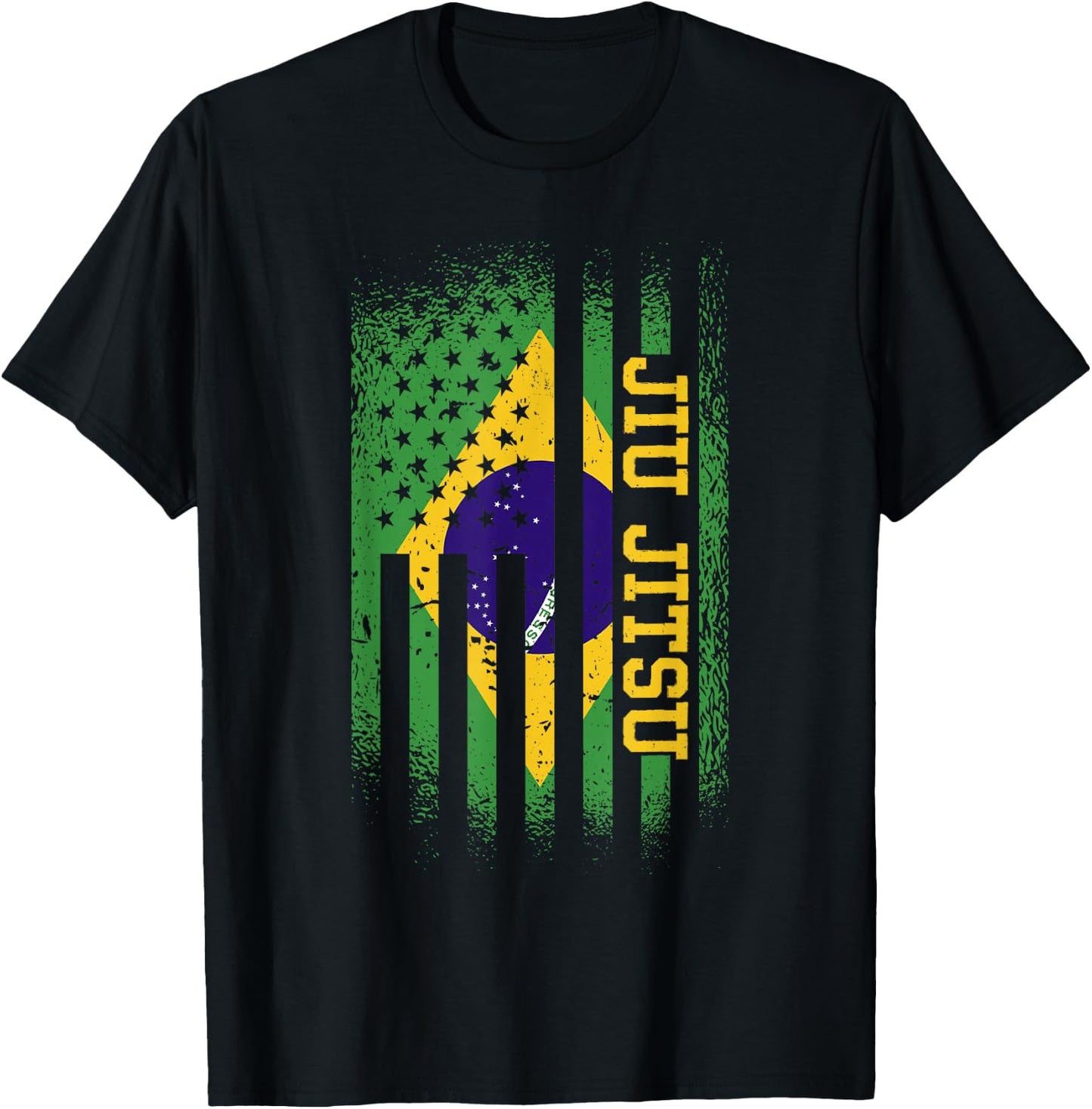 Jiu Jitsu Brasilian And American Flag, Brazilian Jujitsu T-Shirt - T-Shirt | Black