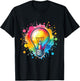 Vibrant Colorful Lightbulb Shirt Electrician Cute Light Bulb T-Shirt - T-Shirt | Black
