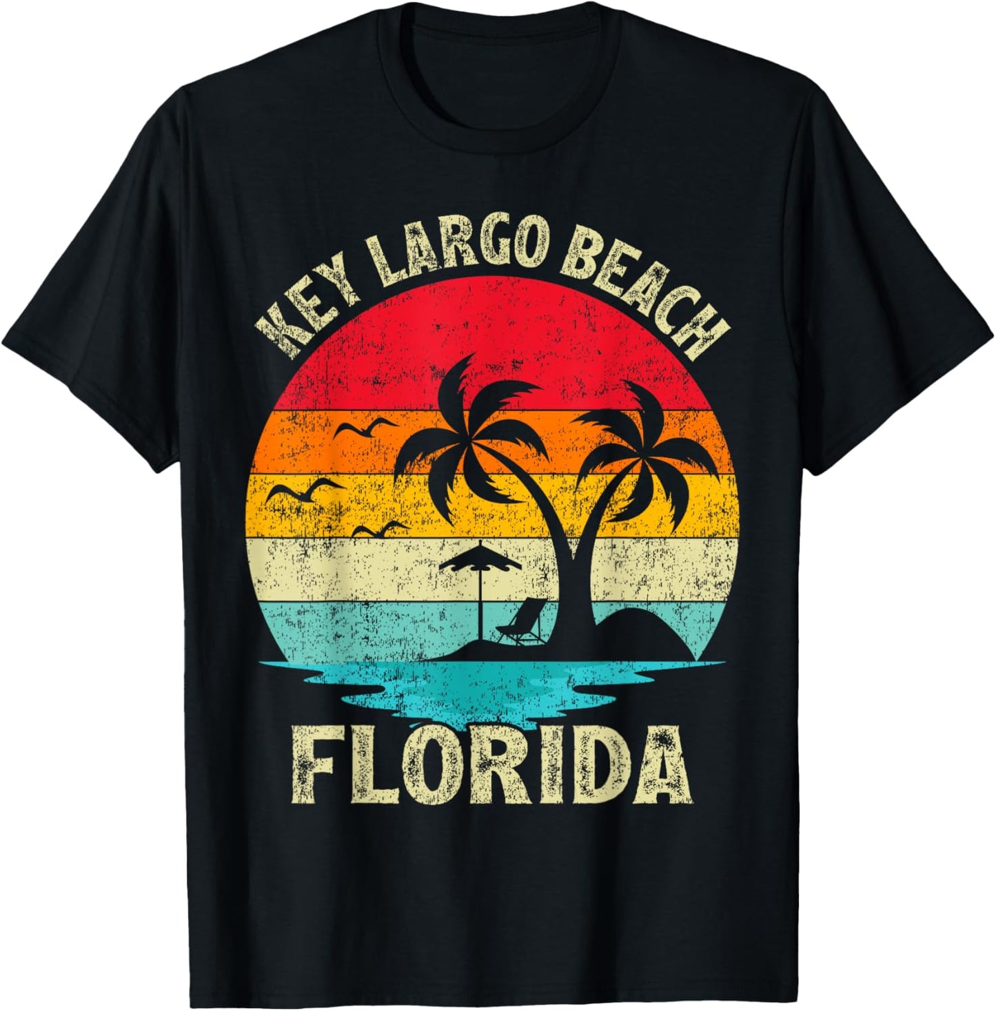 Family Vacation Vintage Retro Florida Key Largo Beach T-Shirt - T-Shirt | Black