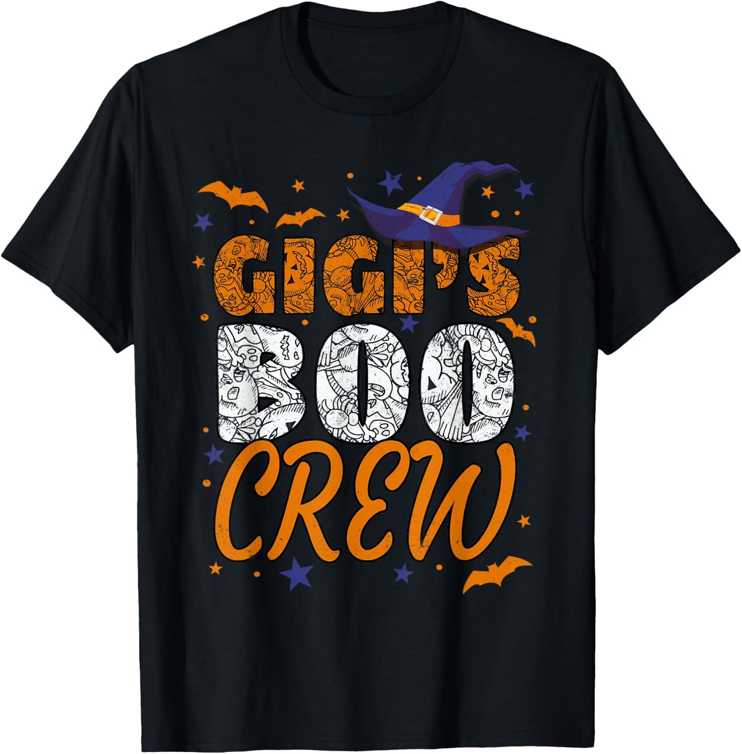 Grandma Gigi's Boo Crew Cute Grandkids Matching Halloween T-Shirt - T-Shirt | Black