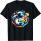 Astronaut Moon Space Shirt Galaxy Shirt Building Blocks STEM T-Shirt - T-Shirt | Black