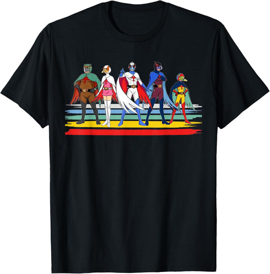 Battle of The Planets Vintage Style Brush Stripe T-Shirt - T-Shirt | Black