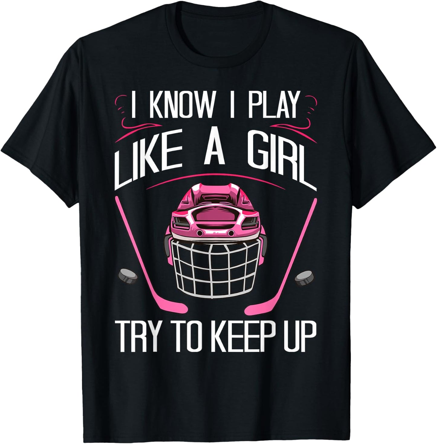 Funny Girls Hockey Designs Field Hockey Novelty T-Shirt - T-Shirt | Black