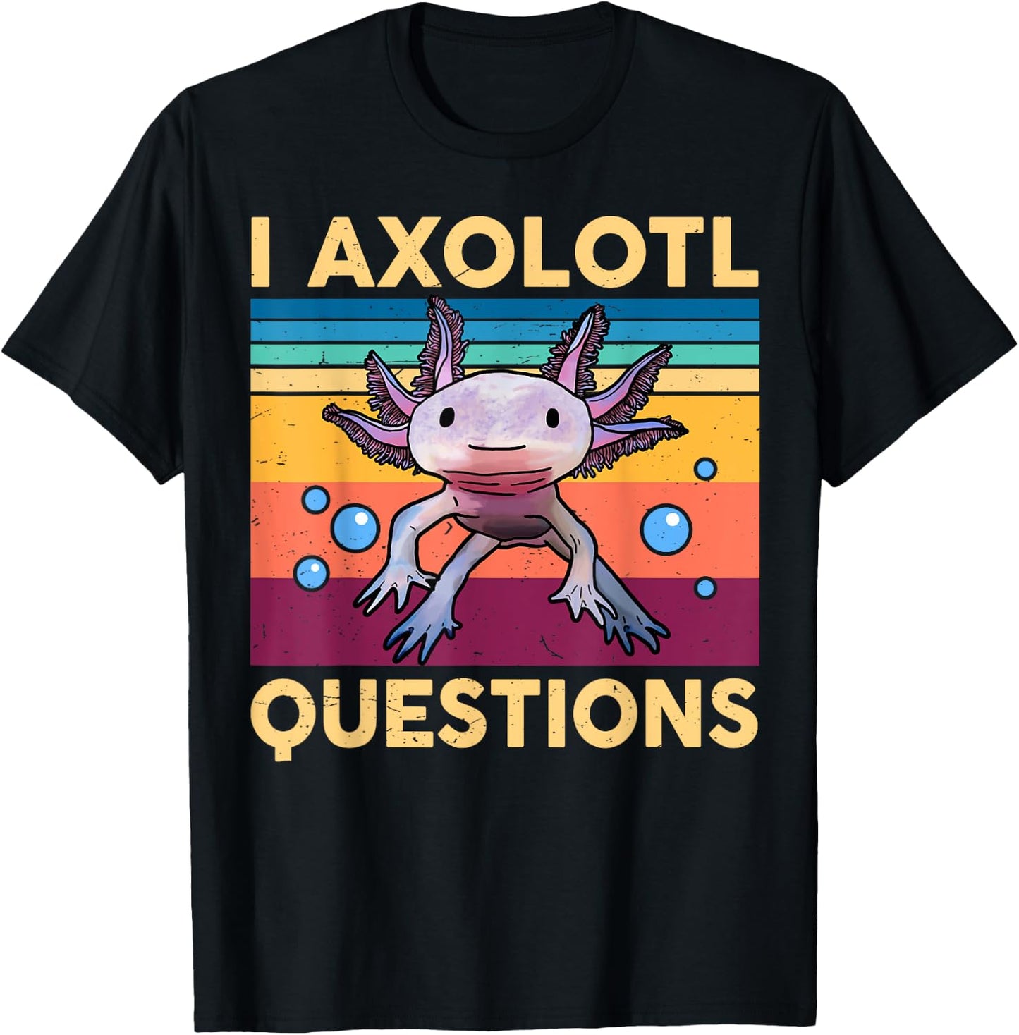 Large Axolotl Retro I Axolotl Questions Cute Axolotl Kids T-Shirt - T-Shirt | Black